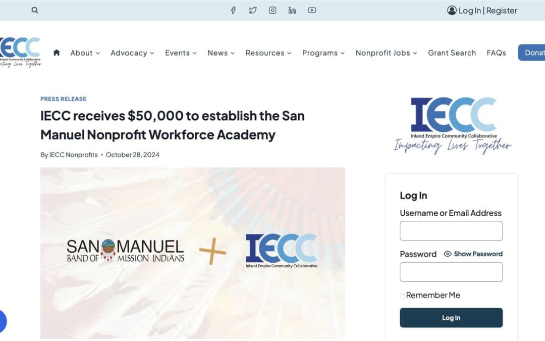 IECC Receives $50,000 to Establish the San Manuel Nonprofit Workforce Academy
