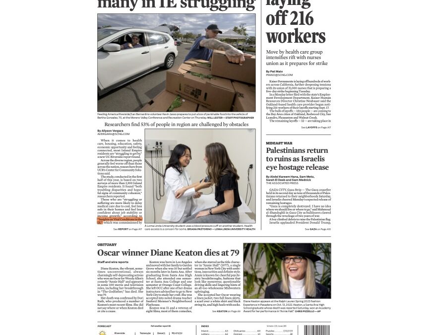 UCR Study Shows Many in IE Struggling