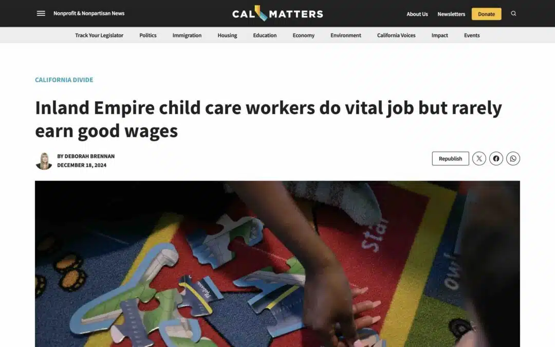 Inland Empire Child Care Workers do Vital Job but Rarely Earn Good Wages